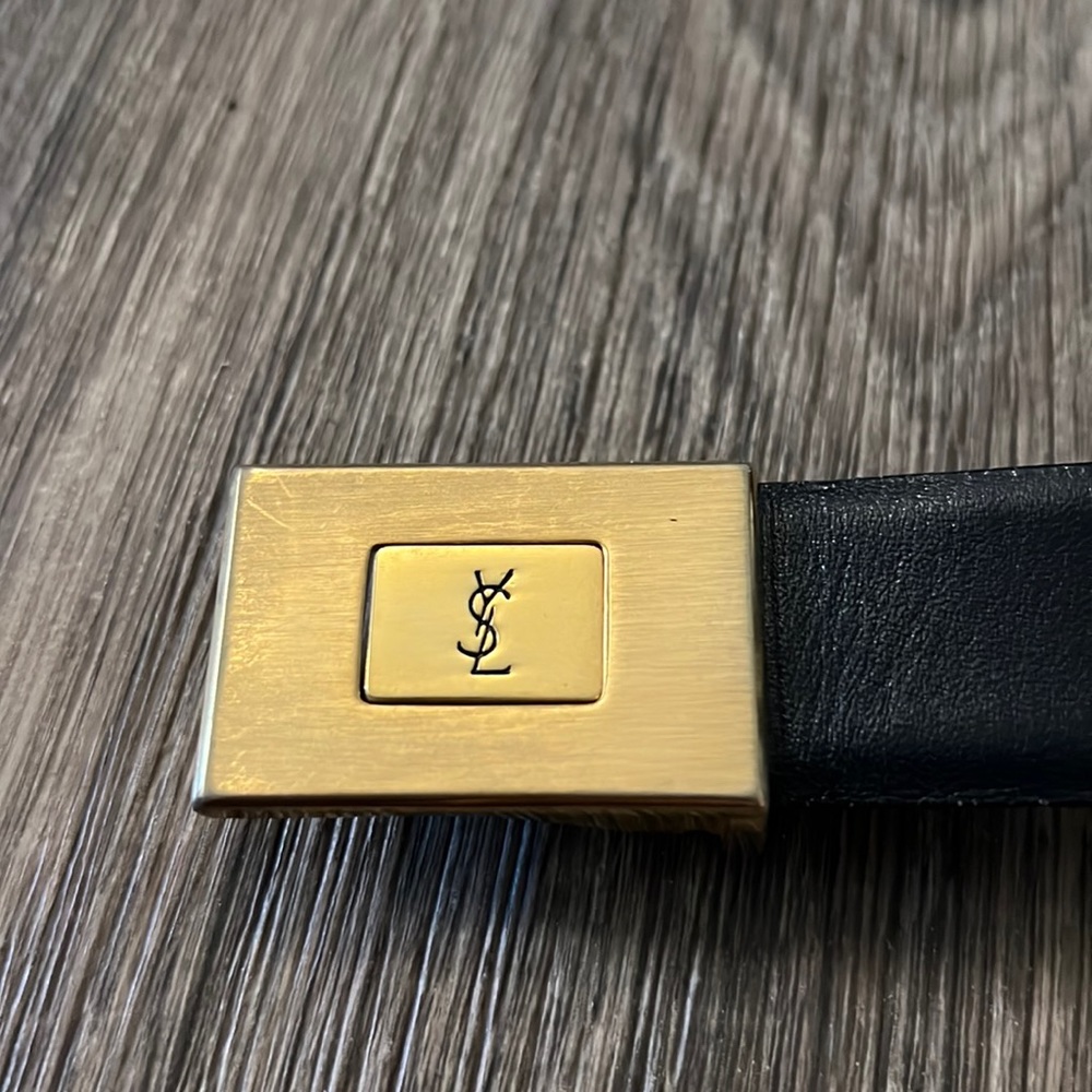 Vintage YSL Yves Saint Laurent Black Leather Belt